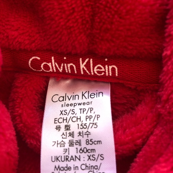NWOT Calvin Klein Red Belted Robe Size XS/S - Picture 9 of 11